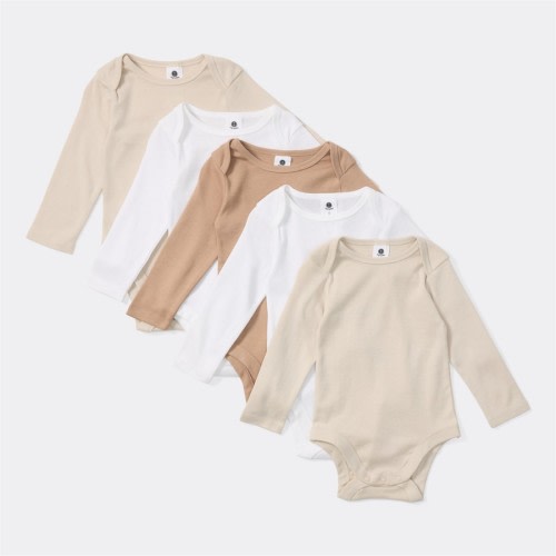 Dymples Baby Long Sleeve Bodysuit 5 Pack - Beige