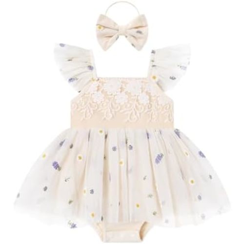 Baby Girl Dress Tulle Summer Ruffe Sleeveless Romper+Headband 2Pcs Infant Dresses Girls Birthday Outfit 0-18M