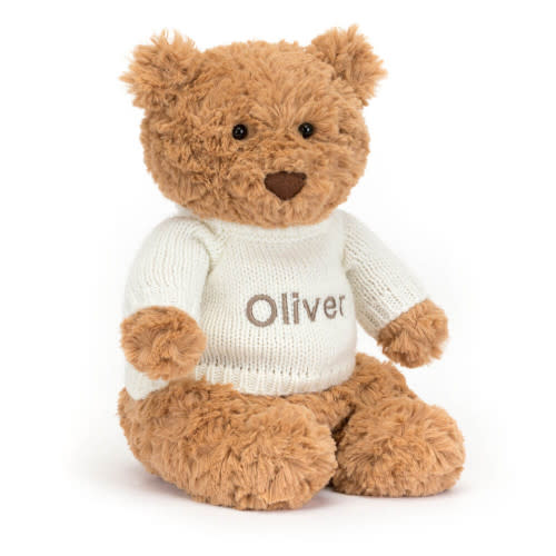 Jellycat, Bartholomew Bear- Personalized Cream Jumper