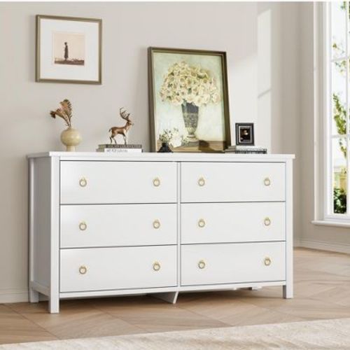Garvee Modern Drawer Dresser, Freestanding Bedroom Chest of Drawers, Wooden Storage Organizer for Nursery, Living Room, Closet, White