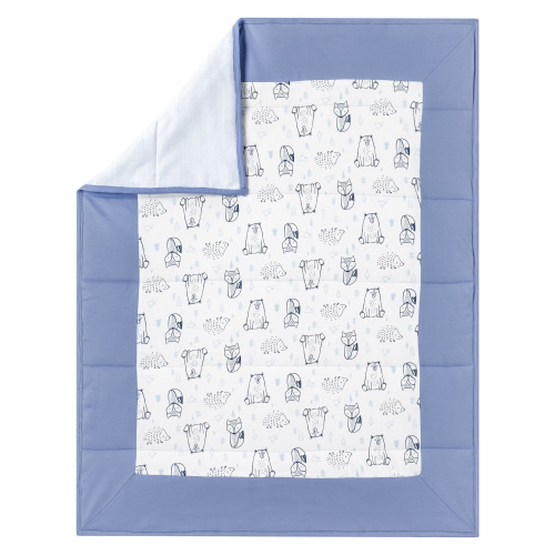 Little Star Organic 100% Pure Organic Cotton Reversible Quilt, Blue-Wild at Heart