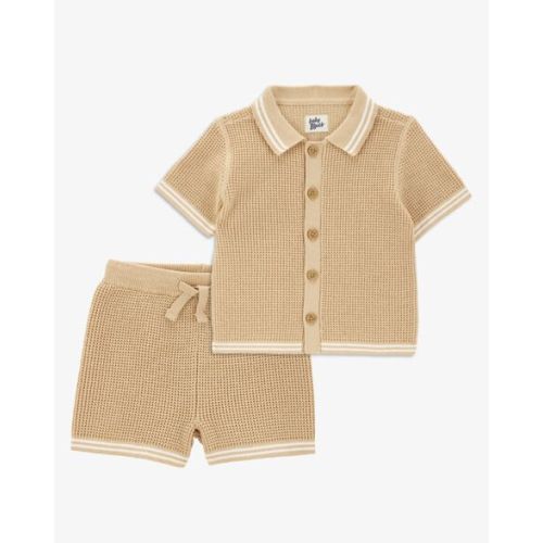 Baby 2-Piece Short-Sleeve Button-Front Sweater & Shorts Set | Carter's