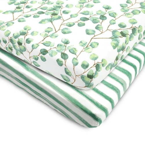 Pack and Play Fitted Sheet, Portable Pack N Plays Mini Crib Sheets, 2 Pack Play Sheets, 100% Jersey Cotton Playard Sheets