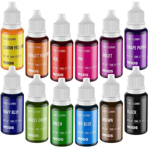 Food Coloring Set - 12 Color Food Grade Vibrant Food Dye Cherrysea Tasteless Liquid Color for Cake Decorating, Baking, Easter Egg, Icing, Fondant, Cooking, Slime Making DIY Supplies Kit - 0.35 Fl. oz (10 ml)/Bottles