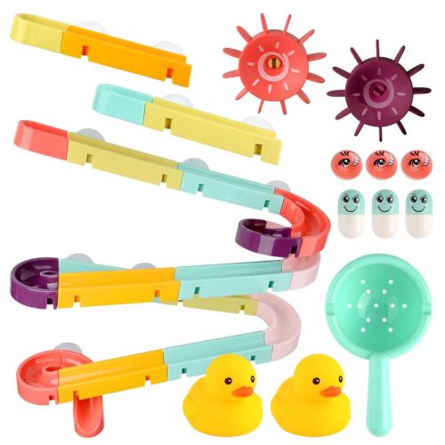 Interactive Bathtub Slide Set With Rubber Ducks And Ball – Toddler Bath Toys, Puzzle Slide Bath Toy For Kids, Fun Water Slide Bath Toy