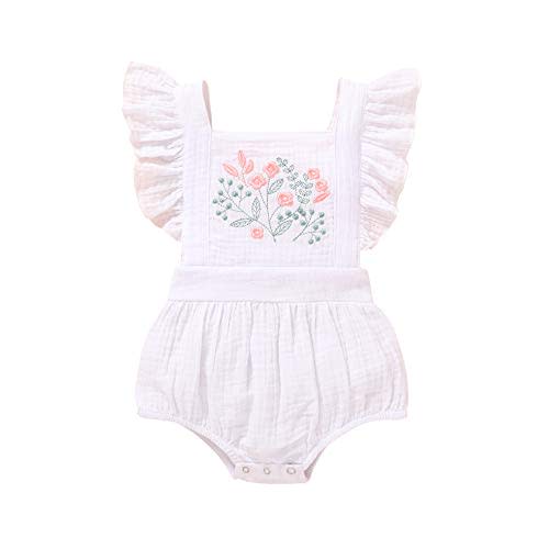 YOUNGER TREE Toddler Baby Girl Ruffled Sleeveless Romper Casual Summer Jumpsuit Cotton Linen Clothes
