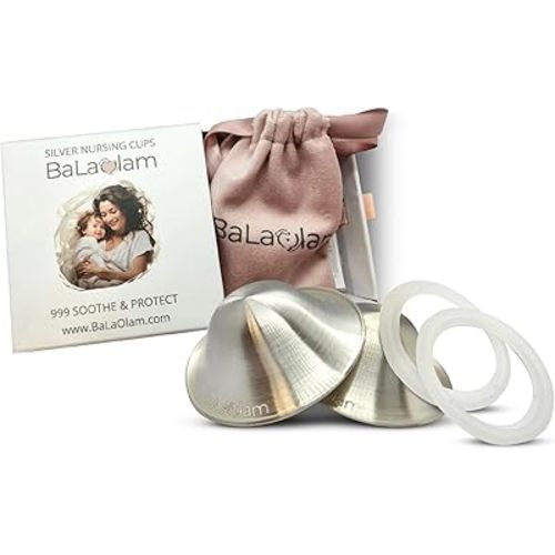 Original Pure Silver Nursing Cups for Cracked and Painful Nipples, Alleviate Soreness and Accelerate Healing Process. (Silver 999)