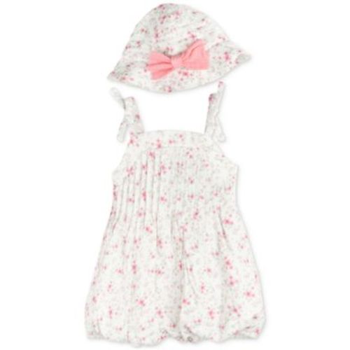 Baby Girls Floral-Print Bubble Romper & Hat, 2 Piece Set