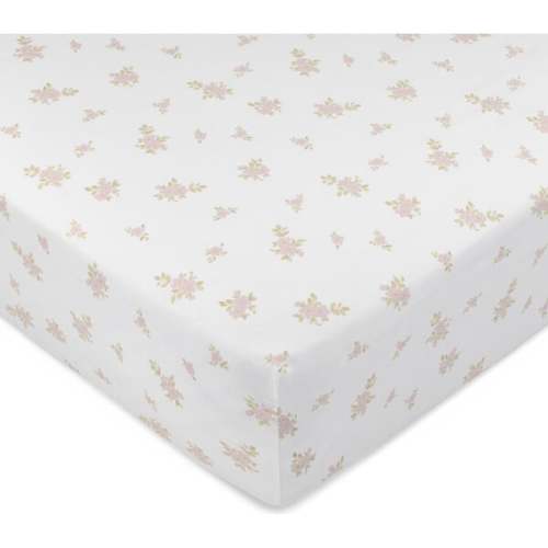Jardin Floral Print Crib Sheet, Pink - Domani Home | Maisonette