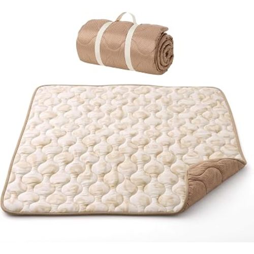 Momcozy Baby Play Mat for Floor, 50"x50" Thickened Playpen Mat, Playmate for Baby Tummy Time, Waterproof & Non-Slip, Foldable Outdoor Mat with Carrying Handle, Leopard