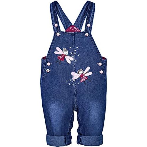 Peacolate 3months-3Years Baby Girls Denim Overalls Embroidery Bib Pants Jeans Jumpsuit