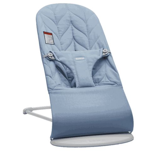 BabyBjorn Bouncer Bliss, Light gray frame, Cotton, Petal Quilt, Blue