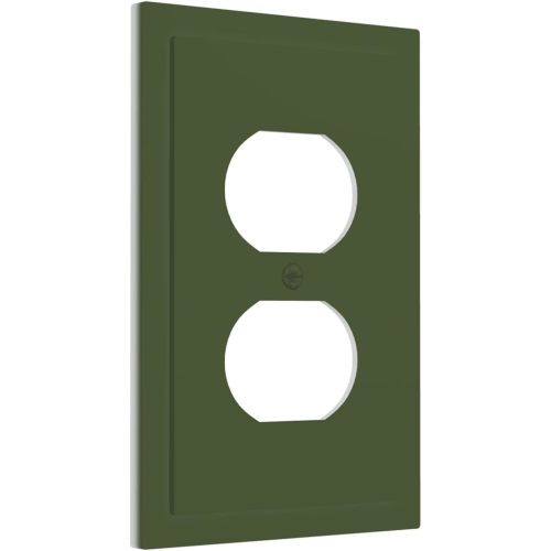 Light Switch Cover Plate Olive Green 2 Gang Double Toggle Light Switch Plate Decorative Wallplates Outlet Plates Cover Electrical Switchplate for Bathroom Home Decor