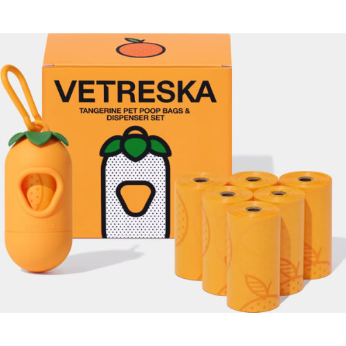 VETRESKA Tangerine Dog Poop Bag Dispenser with Bags, 7 count - Chewy.com