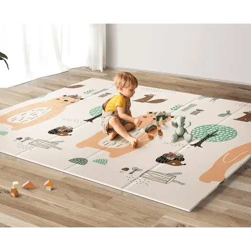 UANLAUO Foldable Baby Play Mat, Extra Large Waterproof Activity Playmats for Babies,Toddlers, Infants, Play & Tummy Time, Foam Baby Mat for Floor with Travel Bag (Bear(71x59x0.4inch))