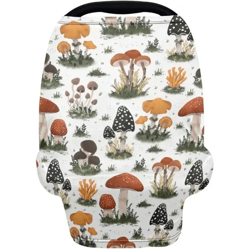 ZFRXIGN Mushroom Car Seat Covers for Baby, Nursing Covers Soft Stretchy Scarf Infant Carseat Canopy for Stroller, High Chair, Shopping Cart Cute