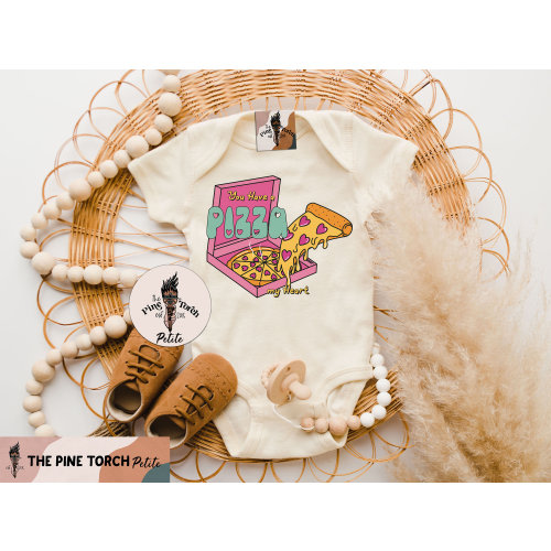 Pizza valentine baby bodysuit, funny pizza my heart kids shirt, love and pizza vday, pizza lover bodysuit, pizza slice baby tee
