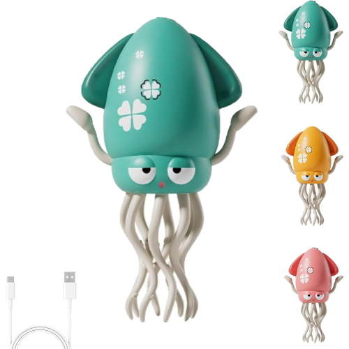 Magic Dancing Octopus Toy, Electric Automatic Obstacle Avoidance Octopus, Crazy 8-Leg Action Octopus with LED Lights & Music, USB Rechargeable, Interactive Fun (Green)
