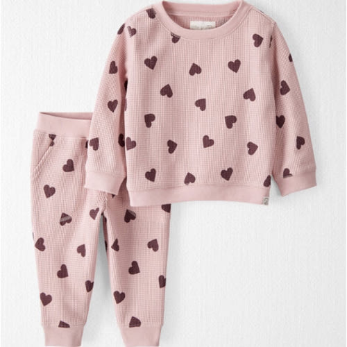 Heart waffle knit set