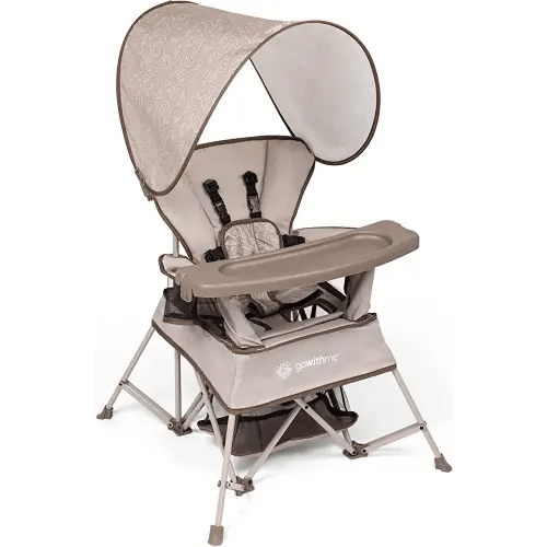 Baby Delight Go with Me Venture Portable Chair | Indoor and Outdoor | Sun Canopy | 3 Child Growth Stages | Sandstone