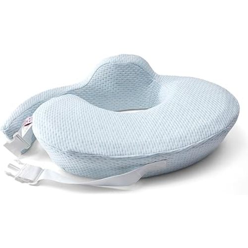 QSTEHEML Nursing Pillow for Breastfeeding - Adjustable Breastfeeding Pillows for Women with More Support & Removable Cover, Baby Feeding Pillow for Newborn Moms and Baby Essentials, Blue Stripes