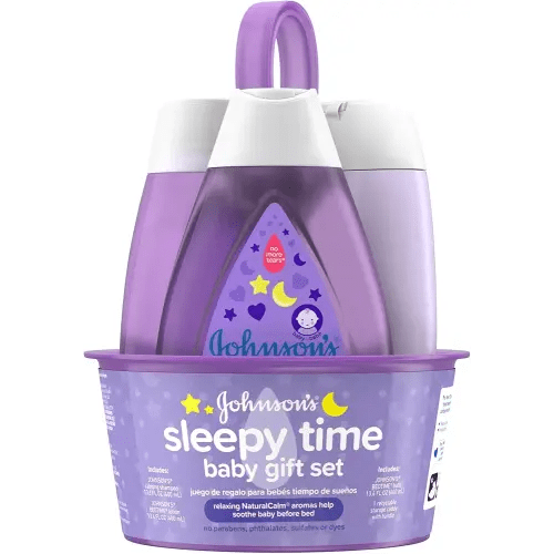 Johnson's Sleepy Time Bedtime Baby Gift Set with Relaxing NaturalCalm Aromas, Bedtime Baby Bath Shampoo, Wash & Lotion Essentials, Hypoallergenic & Paraben-Free, 4 Items