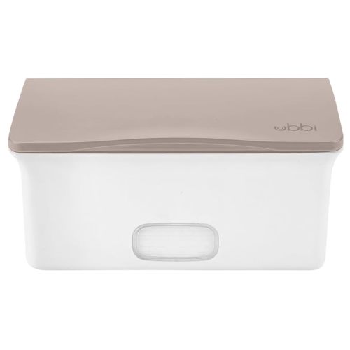 Ubbi Baby Wipes Dispenser with Weighted Plate and Secure Seal, Nursery and Baby Registry Essential to Keep Wipes Fresh, Taupe - Taupe Wipes Dispenser