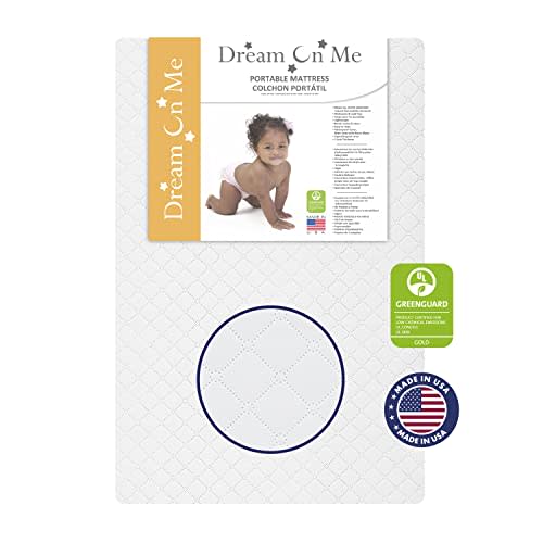 Dream On Me Sunset 3” Extra Firm Fiber Mini Crib Mattress, Greenguard Gold Certified, Waterproof Vinyl Cover, Baby Mattresses for Cribs, Fits Mini and Portable Cribs
