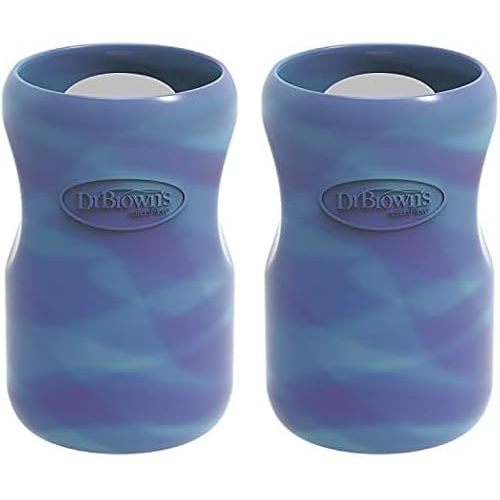 Dr. Brown's Natural Flow Options+ Glass Baby Bottle Sleeves,100% Silicone,9 oz,Wide-Neck,Glow in The Dark (Pack of 2)
