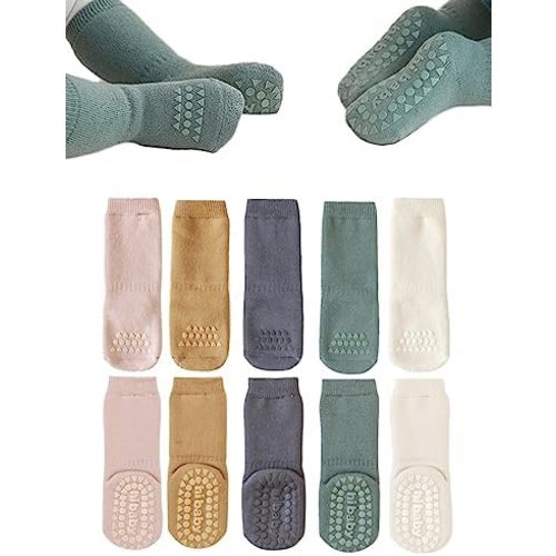 Baby Non Slip Grip Socks Toddler Knee High Anti Skid Crew Slipper Crawling Socks for Girls Boys Newborn