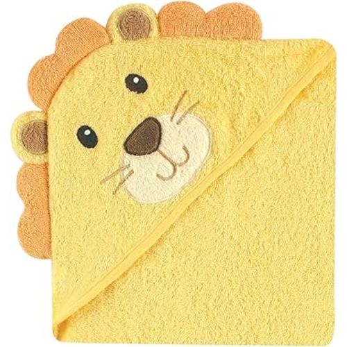 Luvable Friends Unisex Baby Cotton Animal Face Hooded Towel, Lion, One Size
