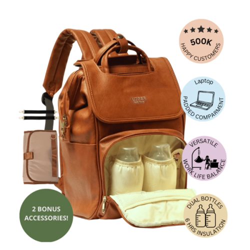 Women’s Diaper Bag Backpack - Best Leather Diaper Bag Backpack for Women Gift | Affordable & Stylish Diaper Backpack Bag | UPPER | La Madison - Elegant Vegan Leather Diaper Bag Backpack - UPPER Brand