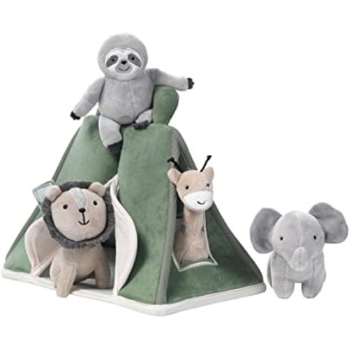 Lambs & Ivy Interactive Plush Safari/Jungle Green Tent with Stuffed Animal Toys