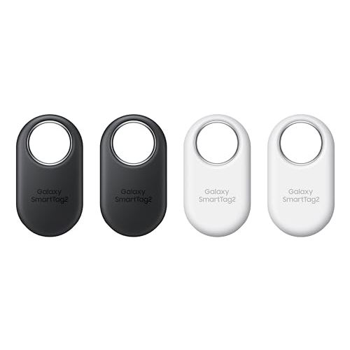 Samsung Galaxy SmartTag2, Bluetooth Tracker, Locator Tracking Device, Item Finder for Keys, Wallet, Luggage, Use w/Phones Tablets Android 11 or Later, 2023, 4 Pack, 2 Black, 2 White