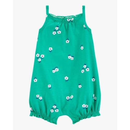 Baby Girl Floral Cotton Romper - Green - Carter's | Carter's
