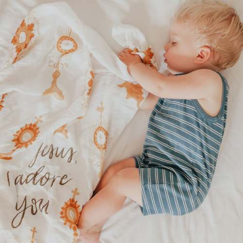 Monstrance Catholic Baby Blanket | Muslin Swaddle