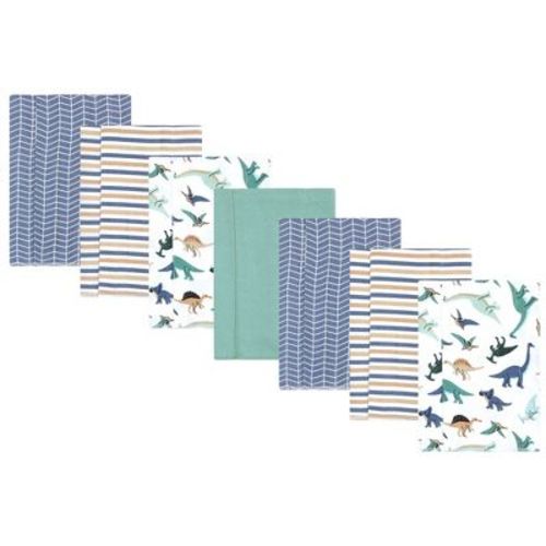 Hudson Baby Boys Cotton Flannel Burp Cloths 7-Pack, Dino Friends, One Size