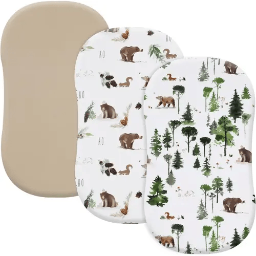 david's kids 3 Pack Bassinet Sheets, Ultra Soft Breathable Comfortable Baby Sheet Set for Boys Girls Neutral, Univeral Fit for Most Cradle and Bassinet Mattress, Woodland Animals