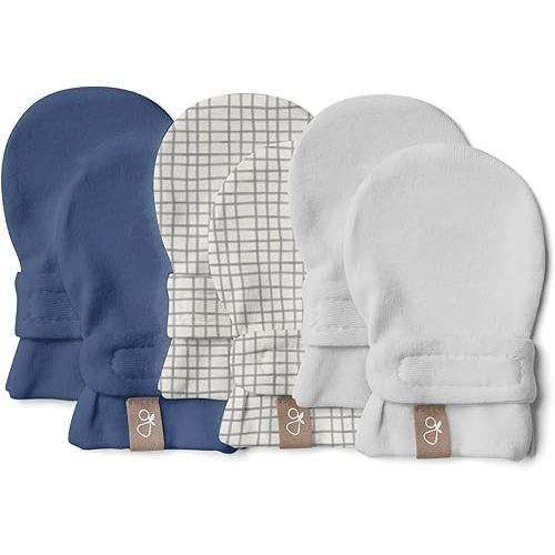 goumikids 3 Pack Stay-On Mitts Indigo, Gridlock and Desert Mist, 0-3 Months