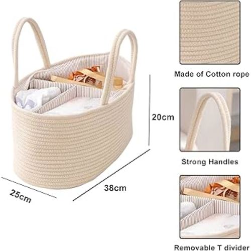 Large Baby Diaper Caddy Organizer for Girl Boy Rope Nursery Storage Bin Basket Portable Holder Tote Bag for Changing Table Car Travel Baby Shower Gifts Newborn(Beige): Baskets & Liners: Amazon.com.au