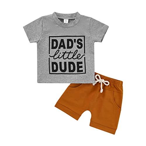 Kupretty Toddler Baby Boy Summer Clothes Letter Graphic Short Sleeve Shirt T-Shirt Tops + Casual Shorts Outfit Set