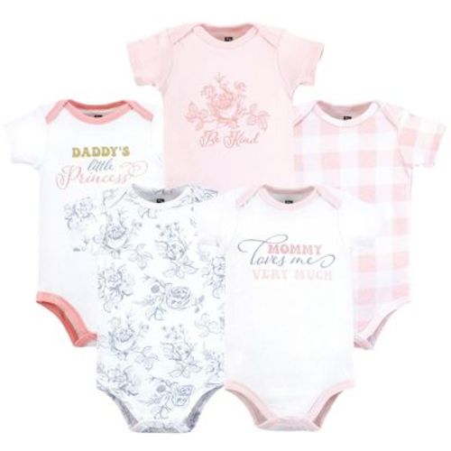 Hudson Baby Infant Girl Cotton Bodysuits, Toile Floral, 3-6 Months