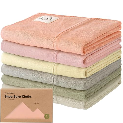 Burp Cloths Baby Boy, Girl - 6-Pack Large Cotton Burping Cloths for Babies, Spit Up Rags, Super Absorbent, Ultra Soft Newborn Rag, Gender Neutral, Machine Washable, Durable (Embrace)