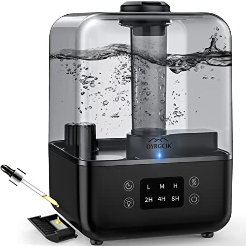 Humidifiers for Bedroom, Ultrasonic 5L Top Fill Humidifiers for Large Room Baby Home with 360° Rotation Nozzle, 3 Mist Levels, Auto Shut-Off, Timer, Essential Oil Diffuser, 30H Work Time, Quiet Black