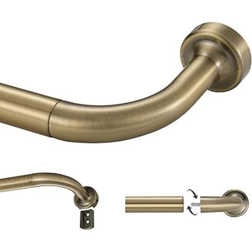Antique Bronze Curtain Rod for Windows 28-86",Internal Splicing 1 Inch Diameter Disc Curtain Rod,Adjustable Room Darkening Curtain Rod with Aluminum Finials and Brackets,Wrap Around Design
