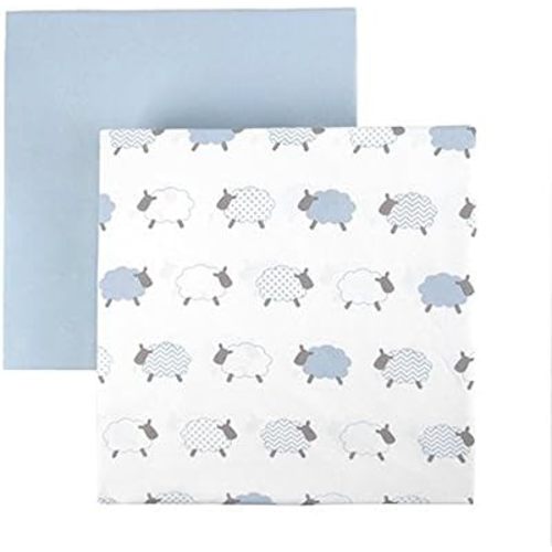 Tadpoles 2-Piece Sheep Crib Sheets | Collection of 2 Fitted Crib Sheets | Made of 100% Brushed Microfiber Polyester | Soft, Smooth, Breathable & Durable | Ideal for Babies | Blue & White
