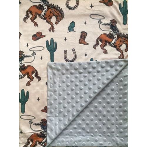 Baby Blanket for Boys Girls Super Soft Double Layer Minky with Dotted Backing Cute Cow Crib Receiving Blanket Bed Throws for Newborns Nursery Stroller Toddler 30 x 40 Inch (Western Cowboy)