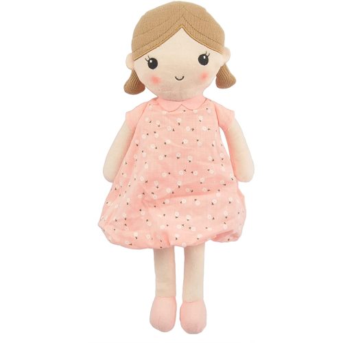 Linzy Toys, Soft Plush Light Pink Blue Emily Rag Doll for Girl, 15" My First Rag Doll, Muñecas de Trapo para Niña, Embroidered Face, Safe for All Ages (89835)