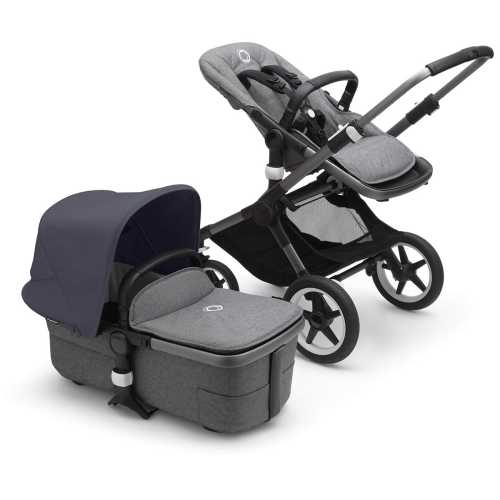 Bugaboo Fox3 Complete Stroller Bundle - Graphite / Grey Melange / Stormy Blue