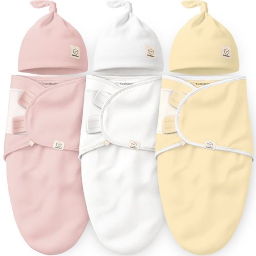 KeaBabies 3-Pack Organic Swaddle Sleep Sacks Baby with Newborn Beanies, Premies Swaddles Wrap 0-3 Months, Ergonomic Wearable Blanket (Daffodil)